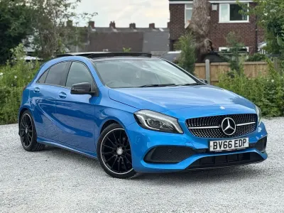 Used Mercedes A200 AMG Line Premium Plus 136 HP (100 kW) 2016 Blue Hatchback