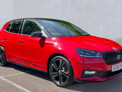 New Skoda Fabia 177 HP (130 kW) 2026 Velvet red metallic black magic pearl effect Hatchback