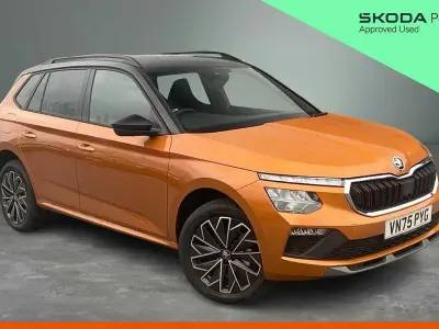 Used Skoda Kamiq Design Edition 113 HP (83 kW) 2026 Phoenix orange metallic black magic pearl effect SUV