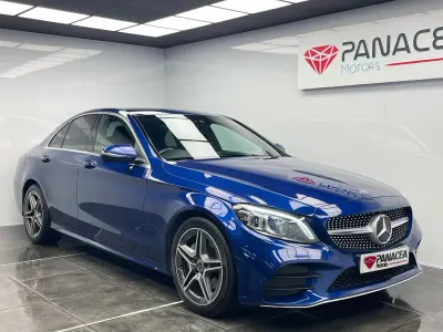 Used Mercedes C220 AMG line 194 HP (142 kW) 2019 Blue Sedan