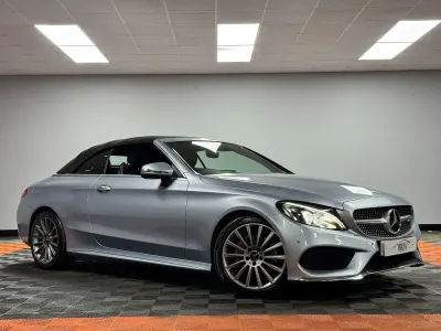 Used Mercedes C220 AMG line 170 HP (125 kW) 2018 Silver Cabriolet