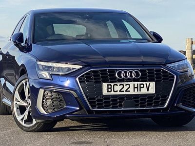 Used Audi A3 S-Line 150 HP (110 kW) 2022 Navarra blue Sedan