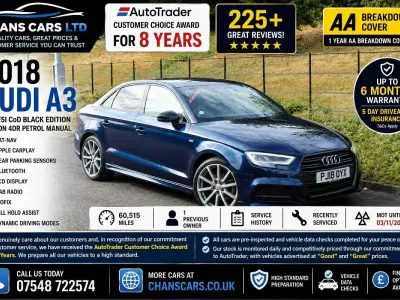 Used Audi A3 Black Edition 150 HP (110 kW) 2018 Blue Sedan