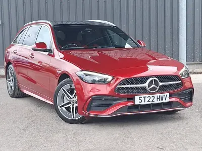 Used Mercedes C300e AMG Line Premium Plus 313 HP (230 kW) 2022 Red Estate