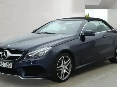 Used Mercedes E220 AMG line 177 HP (130 kW) 2016 Blue Cabriolet