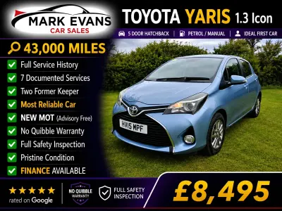 Used Toyota Yaris 99 HP (72 kW) 2015 Blue Hatchback
