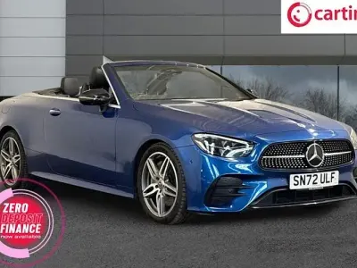 Used Mercedes E300 AMG line 258 HP (189 kW) 2022 Blue Cabriolet