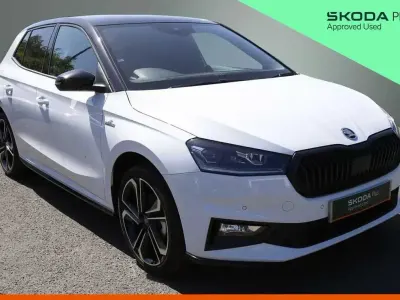 New Skoda Fabia Monte Carlo 113 HP (83 kW) 2026 Moon white metallic black magic pearl effect Hatchback