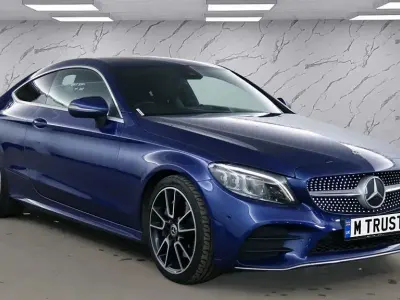 Used Mercedes C300 AMG line 245 HP (180 kW) 2019 Blue Coupe