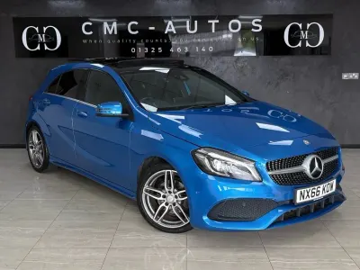 Used Mercedes A200 AMG line 134 HP (98 kW) 2016 Blue Hatchback
