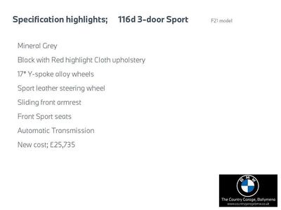 Used BMW 116 Sport Line 114 HP (83 kW) 2017 Grey Hatchback