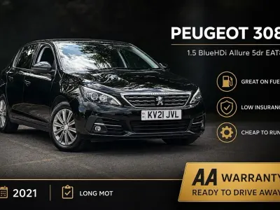 Used Peugeot 308 Allure 130 HP (95 kW) 2021 Black Hatchback