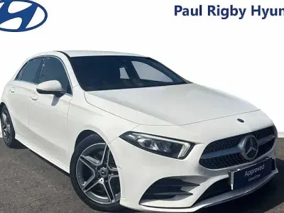 Used Mercedes A250 AMG line 224 HP (164 kW) 2018 White Hatchback