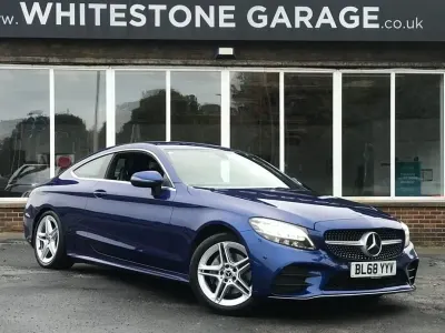 Used Mercedes C200 AMG line 198 HP (145 kW) 2018 Blue Coupe
