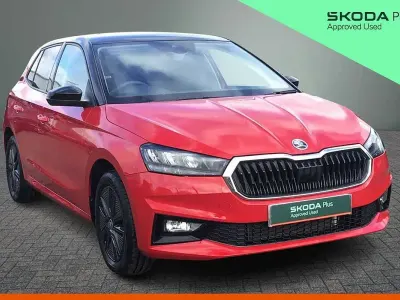Used Skoda Fabia Design Edition 85 HP (62 kW) 2025 Velvet red metallic black magic pearl effect Hatchback