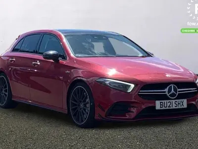 Used Mercedes A35 AMG Active 306 HP (225 kW) 2021 Red Hatchback