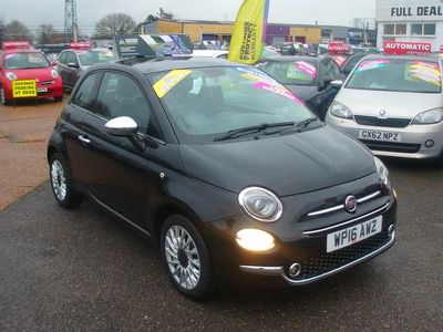 Black Used 2016 Fiat 500 Lounge Hatchback | £6,495 (A bit pricey)
