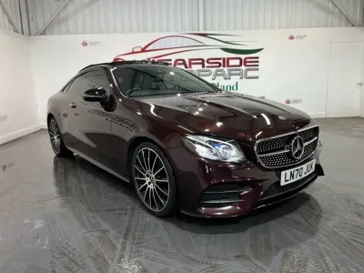 Used Mercedes E350 AMG line 313 HP (230 kW) 2020 Red Coupe