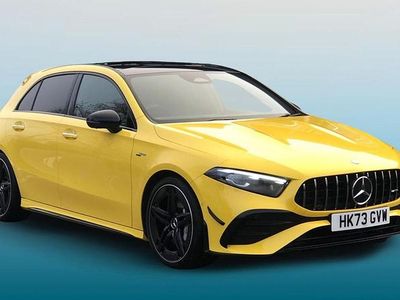 Yellow Used 2024 Mercedes A35 AMG Premium Plus Hatchback | £33,805 (A bit pricey)