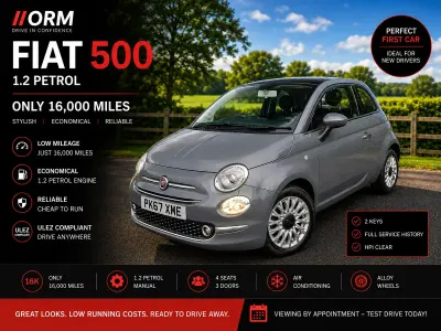 Used Fiat 500 Lounge 69 HP (50 kW) 2017 Grey Hatchback