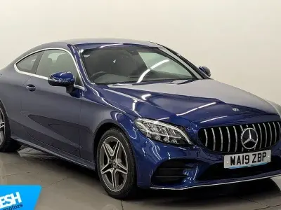 Begagnad Mercedes C200 AMG line 184 HK (135 kW) 2019 Blå Sportkupé