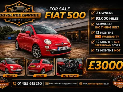 Used Fiat 500 Lounge 69 HP (50 kW) 2011 Red Hatchback