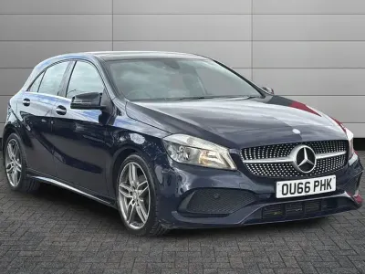 Used Mercedes A200 AMG line 134 HP (98 kW) 2016 Blue Hatchback