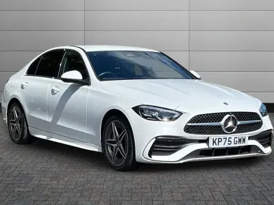 Used Mercedes C200 AMG line 221 HP (162 kW) 2025 Opalite white bright Sedan