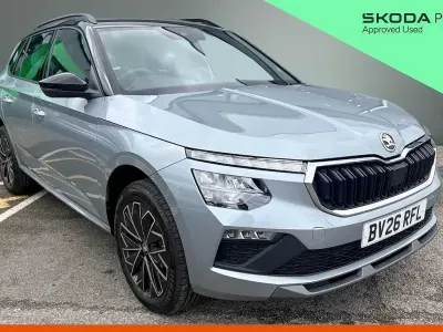 Used Skoda Kamiq Design Edition 85 HP (62 kW) 2026 Smokey silver metallic black magic pearl effect SUV