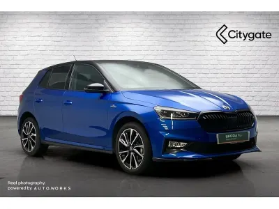 Used Skoda Fabia Monte Carlo 85 HP (62 kW) 2025 Race blue metallic black magic pearl effect Hatchback