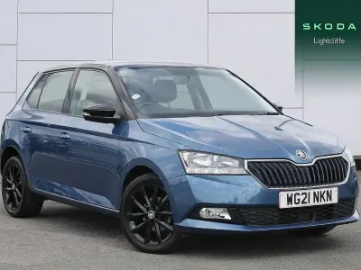 Used Skoda Fabia Colour Edition 94 HP (69 kW) 2021 Titan blue metallic black magic pearl effect Hatchback