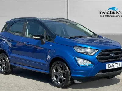 Used Ford Ecosport ST-Line 125 HP (91 kW) 2018 Lightning blue metallic/black roof SUV