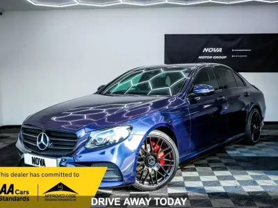 Used Mercedes E220 AMG line 194 HP (142 kW) 2019 Blue Sedan