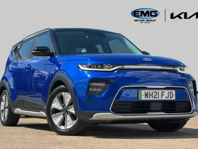 Used Kia Soul EV First Edition 147 kW (201 HP) 2021 Neptune blue /black roof SUV