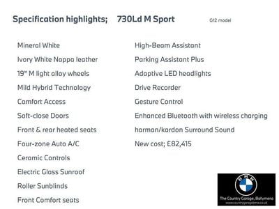 Used BMW 730L M Sport 282 HP (207 kW) 2022 White Sedan