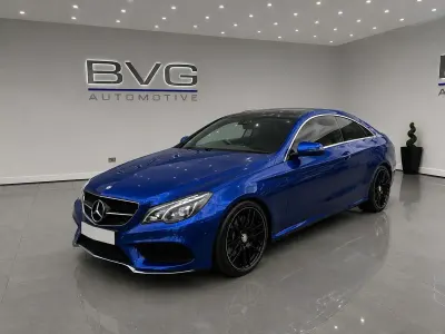 Used Mercedes E220 AMG line 177 HP (130 kW) 2016 Blue Coupe