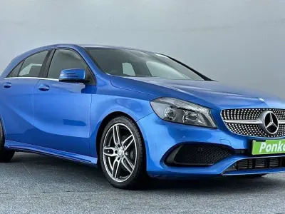 Used Mercedes A200 AMG line 136 HP (100 kW) 2017 Blue Hatchback
