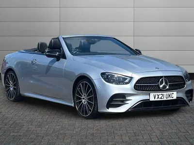 Used Mercedes E220 AMG line 191 HP (140 kW) 2021 High tech silver Cabriolet
