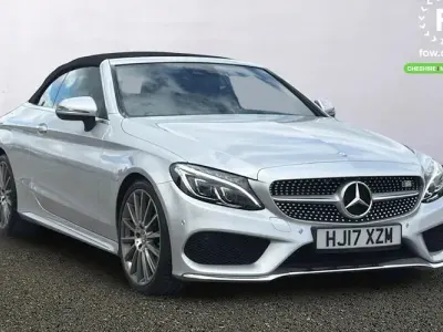 Used Mercedes C220 AMG line 170 HP (125 kW) 2017 Silver Cabriolet