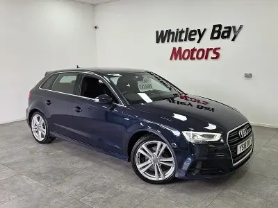 Begagnad Audi A3 S-Line 150 HK (110 kW) 2018 Blå Sedan