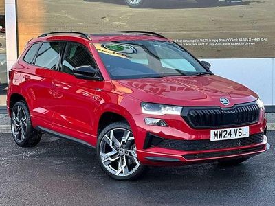 Velvet red metallic Used 2024 Skoda Karoq SportLine SUV | £27,495 (Fair price)