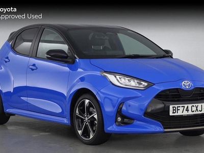 Neptune blue bitone Used 2024 Toyota Yaris Hybrid Edition Hatchback | £23,202 (Fair price)