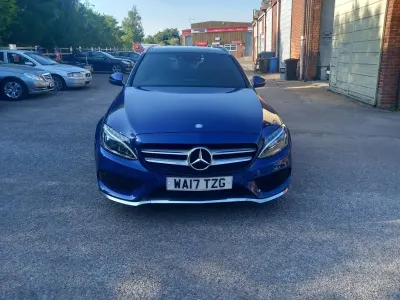 Used Mercedes C350e AMG line 293 HP (215 kW) 2017 Blue Estate
