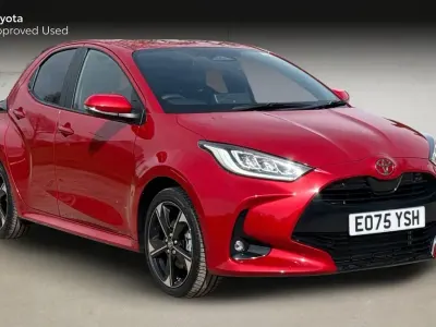 New Toyota Yaris Hybrid 2025 Red Hatchback