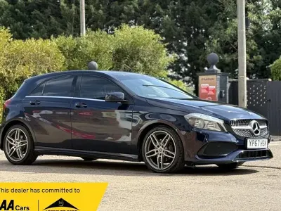 Used Mercedes A200 AMG line 136 HP (100 kW) 2017 Blue Hatchback