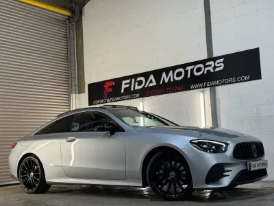 Used Mercedes E220 AMG line 191 HP (140 kW) 2022 Silver Coupe