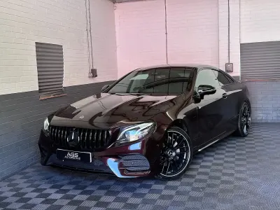 Used Mercedes E220 AMG line 194 HP (142 kW) 2019 Red Coupe