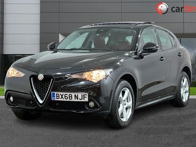 used Alfa Romeo Stelvio 2.1 TD SUPER 5d 188 BHP Glass Panoramic Sunroof, 8.8 in Media Display, Satellite Navigation, Rear View Camera, Front / Rear Park Sensors Vulcano Black, 18in Alloys