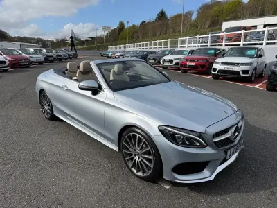 Used Mercedes C300 AMG line 245 HP (180 kW) 2018 Silver Cabriolet