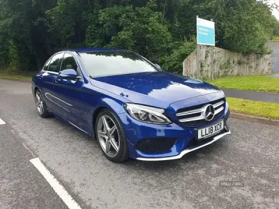 Used Mercedes C220 AMG line 170 HP (125 kW) 2018 Blue Sedan